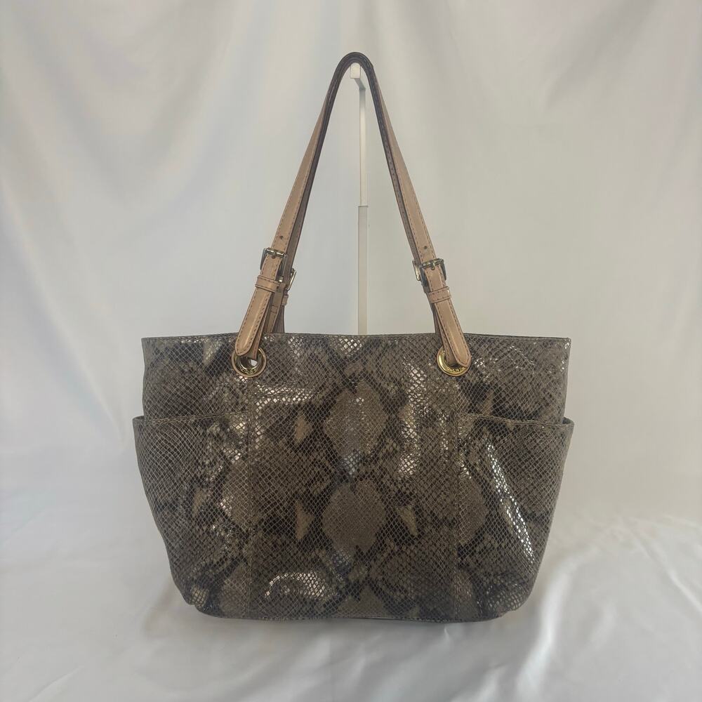 Michael Kors Python Embossed Shoulder Tote Bag Me… - image 3
